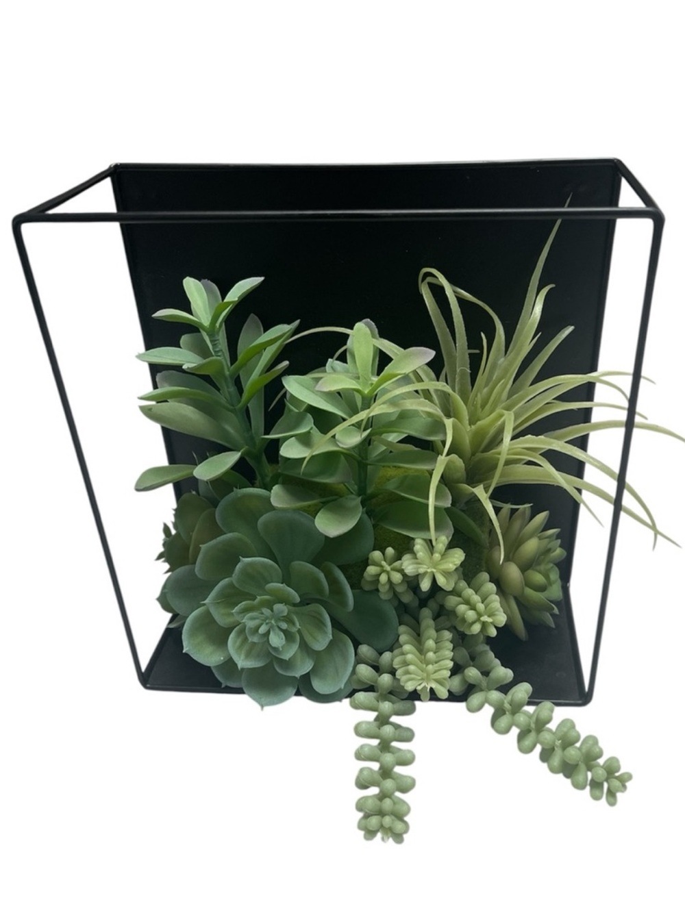 Ashland Faux Succulent Wall Planter Black Metal Artificial Greenery Decor - Picture 2 of 5